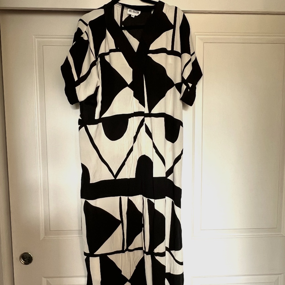 Brand New BEL KAZAN POPPY KAFTAN Black & White, Size XS/S